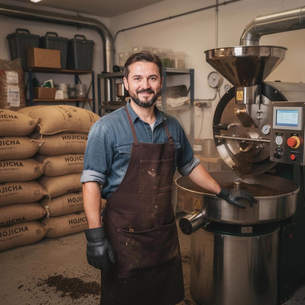 Šálka Hojicha s karamelovým obložením a keksom