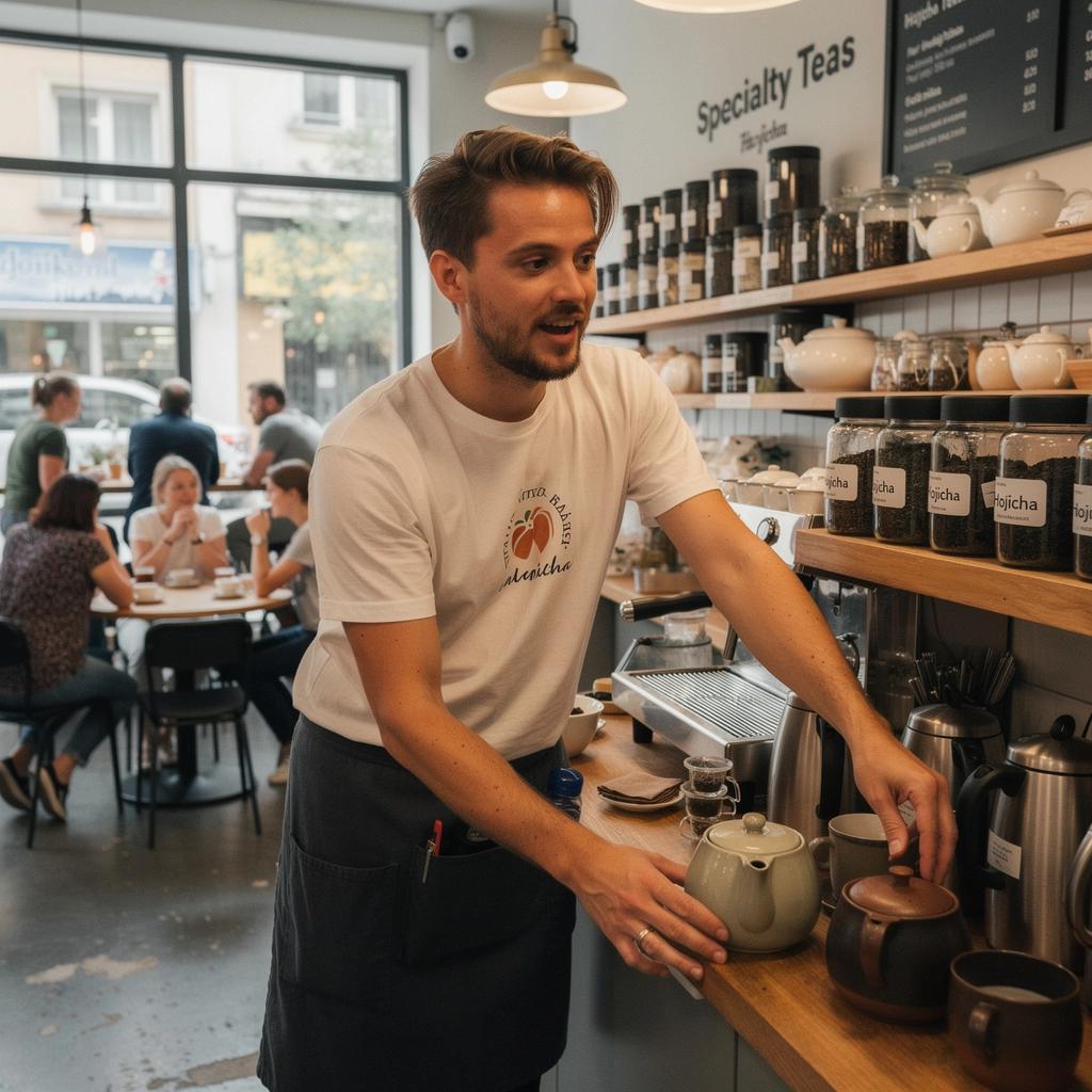 Záber na varenie Hojicha čaju v hrnci